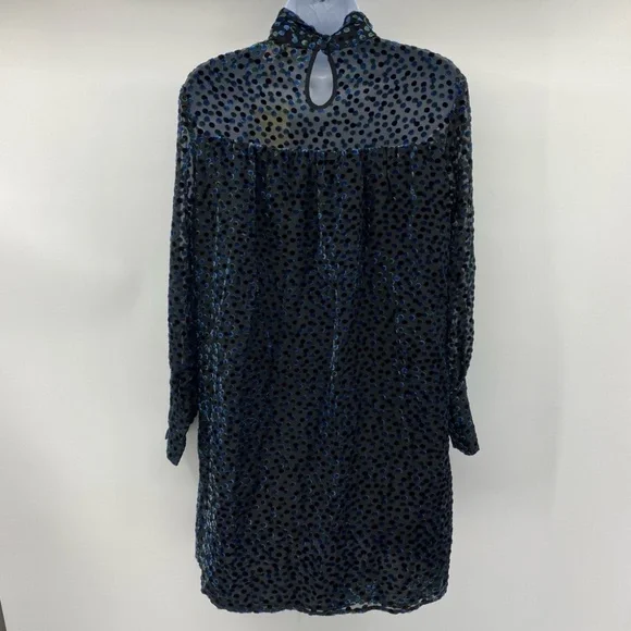 See U Soon | Black Velvet Dot Long Sleeve Dress with High Neck | Small New - Picture 4 of 10